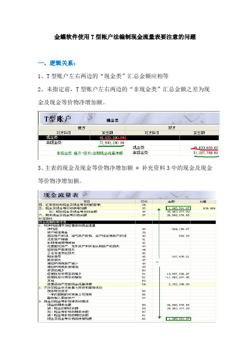 金蝶软件使用T型帐户法编制现金流量表要注意的问题