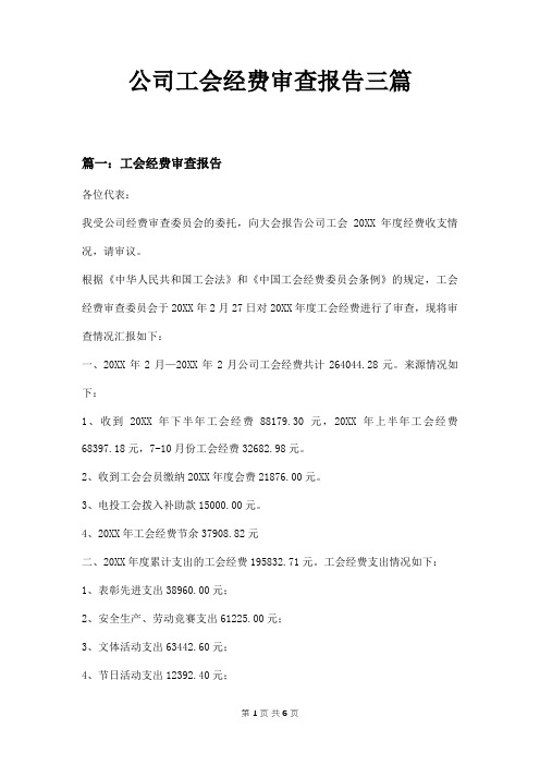 公司工会经费审查报告三篇