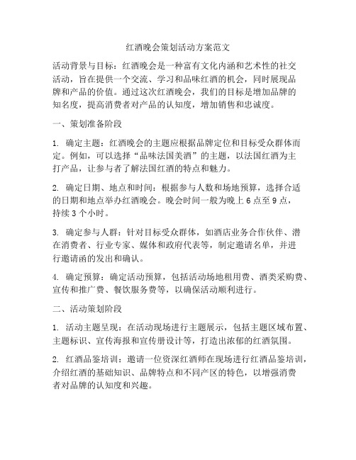 红酒晚会策划活动方案范文