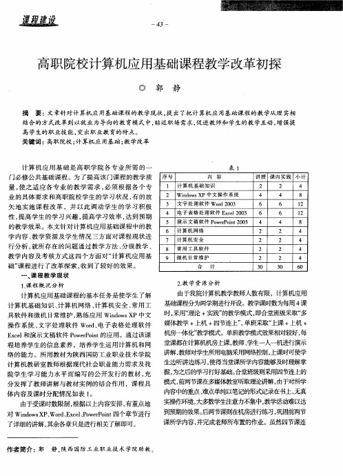 高职院校计算机应用基础课程教学改革初探