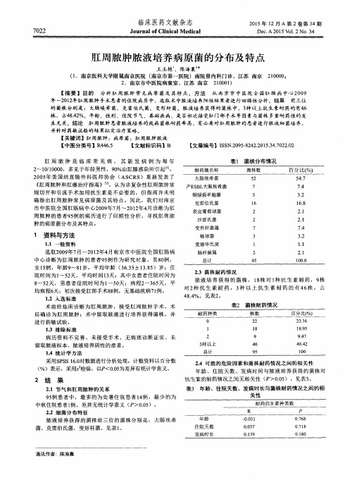 肛周脓肿脓液培养病原菌的分布及特点