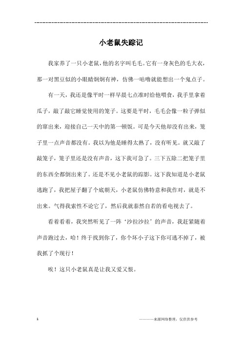 小老鼠失踪记_五年级作文