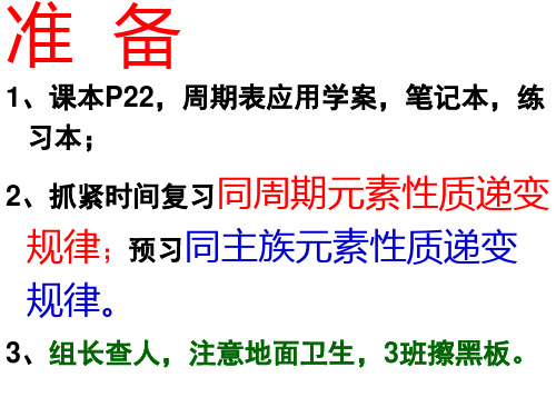 必修2第1章第3节 元素周期表的应用——同主族元素性质递变规律