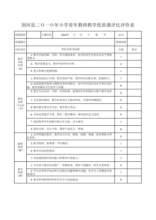 优质课评分表