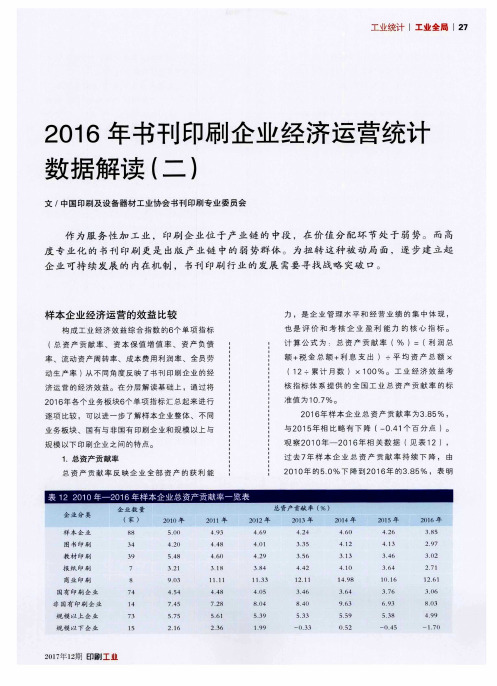 2016年书刊印刷企业经济运营统计数据解读(二)