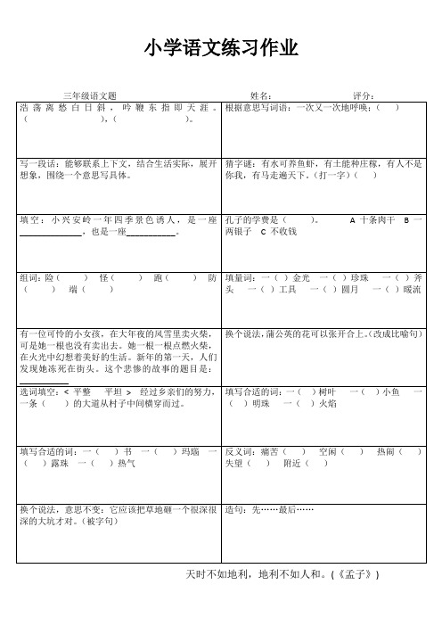 三年级语文课堂拓展练习I (99)