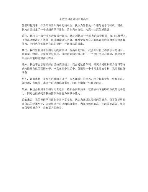 暑假学习计划初中升高中