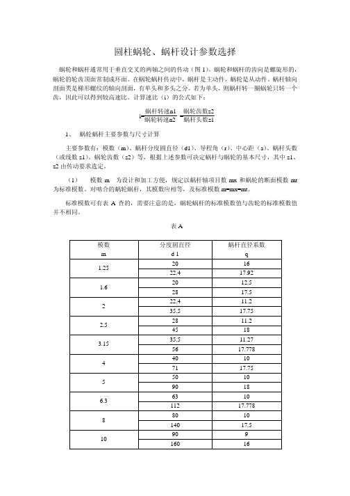 蜗杆传动参数选择与计算
