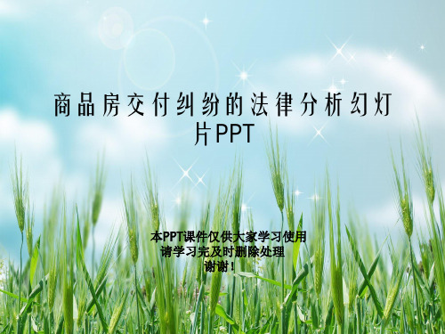 商品房交付纠纷的法律分析幻灯片PPT