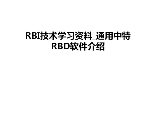 最新RBI技术学习资料_通用中特RBD软件介绍