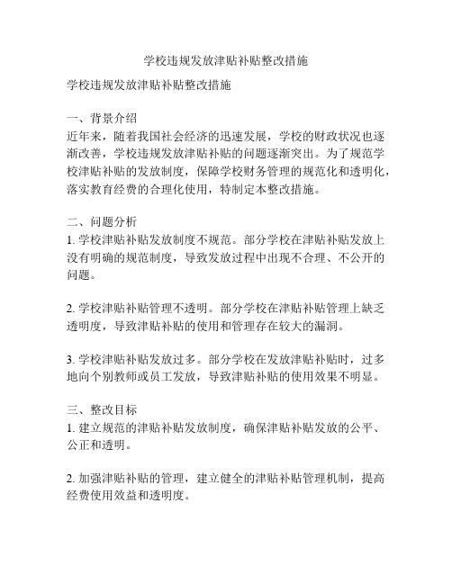 学校违规发放津贴补贴整改措施