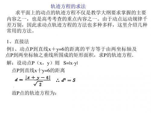 (2019版)高二数学轨迹问题的求法