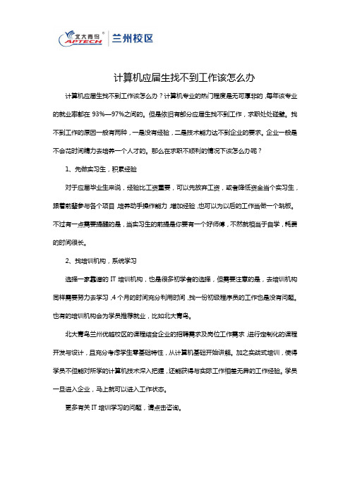 计算机应届生找不到工作该怎么办
