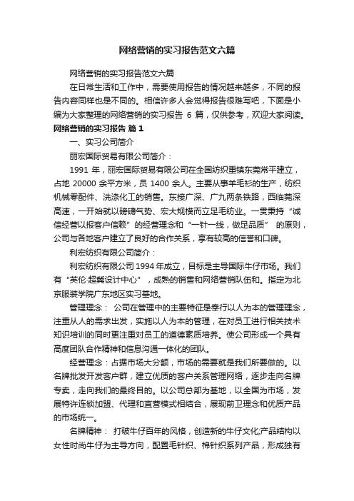 网络营销的实习报告范文六篇