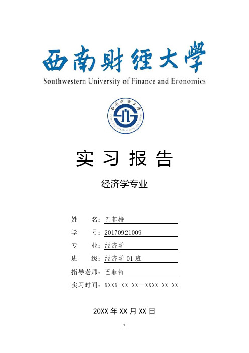 西南财经大学经济学专业实习报告范文模板