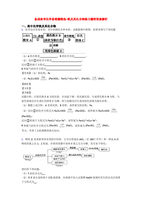 备战高考化学易错题精选-铁及其化合物练习题附答案解析