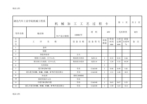 (整理)输出轴工序过程卡终极版