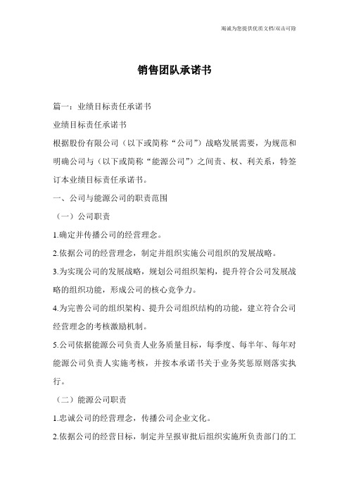 销售团队承诺书
