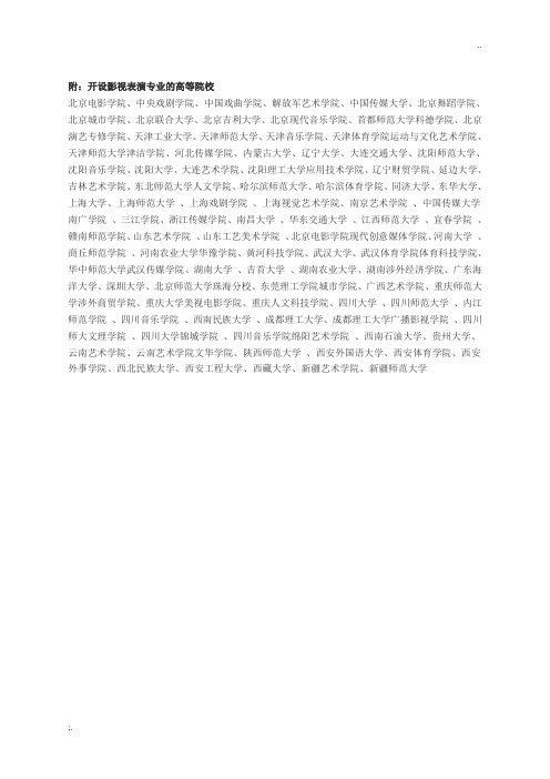 目前国内开设影视表演专业的高等院校名单