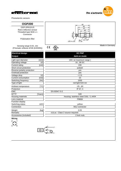 IFM_OGP200光电传感器说明书