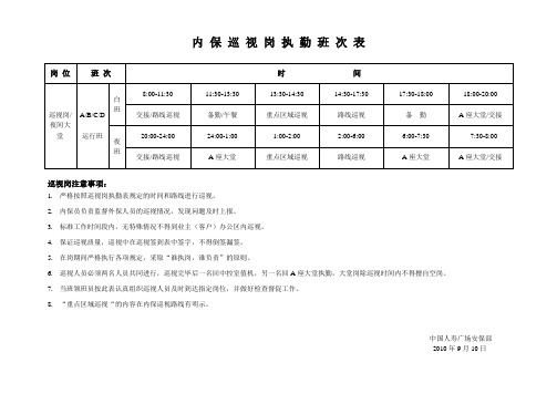 内保巡视执勤表