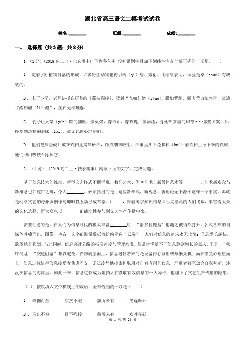 湖北省高三语文二模考试试卷