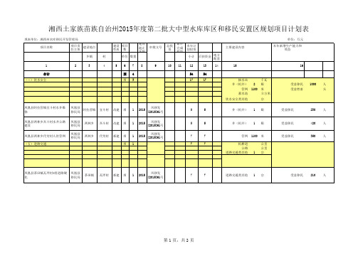 2015项目规划计划表