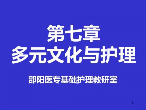 第七章多元文化与护理-第九章多元文化与护理ppt课件