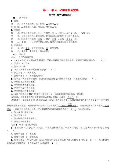 宣化区某中学九年级化学下册第十一单元化学与社会发展第一节化学与能源开发同步测试新版鲁教版