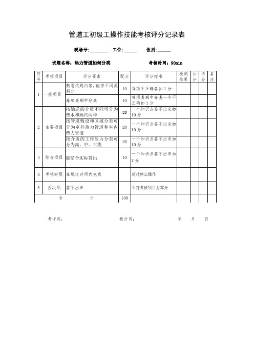 推荐-精品word文档管道工初级工、中级工、高级工、技