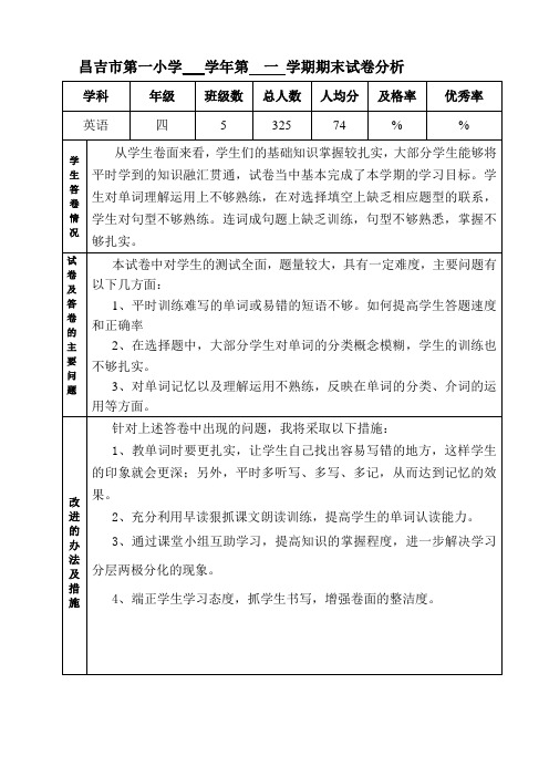 二年级语文试卷分析表