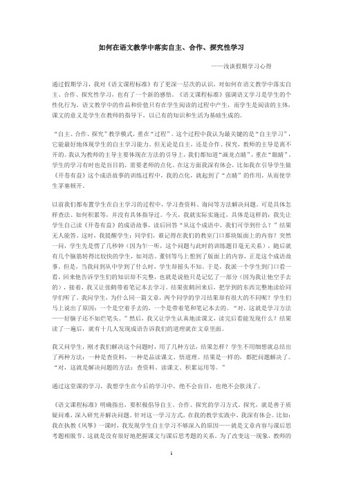自主＼合作＼探究心得体会