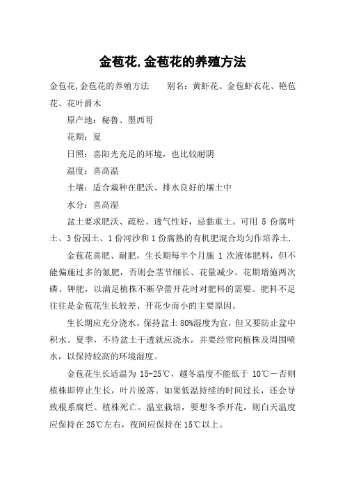 金苞花,金苞花的养殖方法