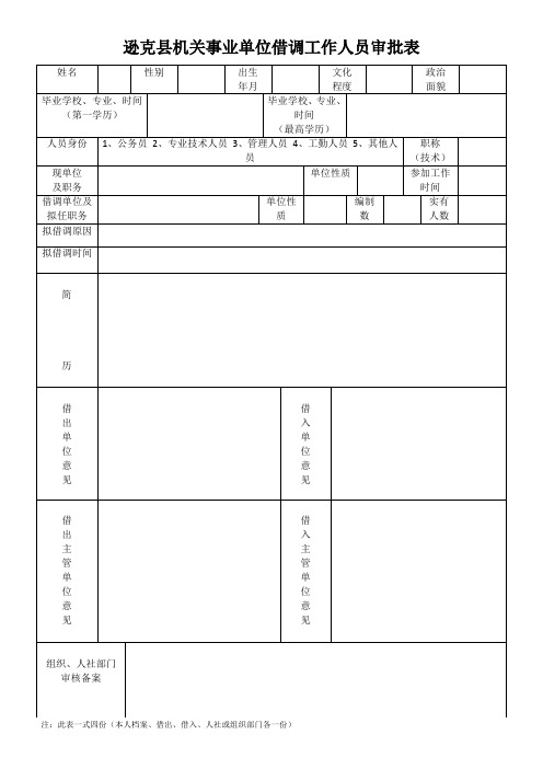 借调审批表