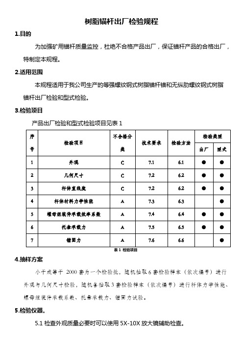 锚杆出厂检验规程
