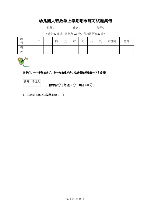 幼儿园大班数学上学期期末练习试题集锦