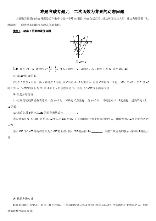 难题突破专题九 二次函数为背景的动态问题