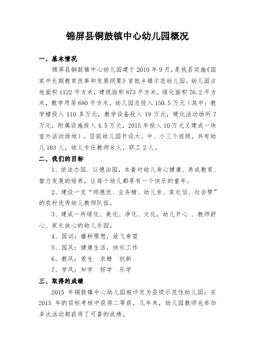 锦屏铜鼓镇中心幼儿园概况