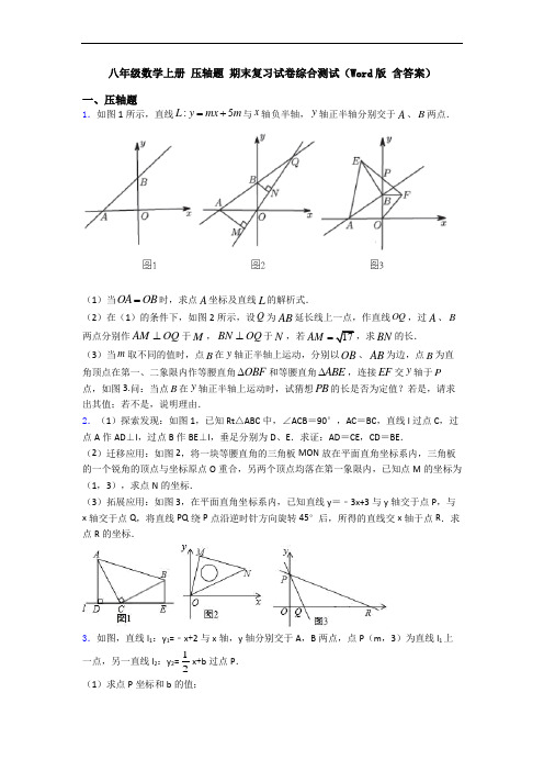八年级数学上册 压轴题 期末复习试卷综合测试(Word版 含答案)
