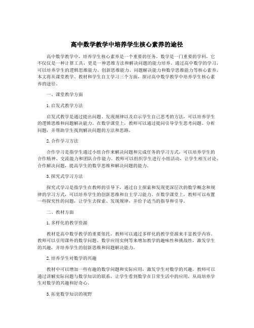 高中数学教学中培养学生核心素养的途径