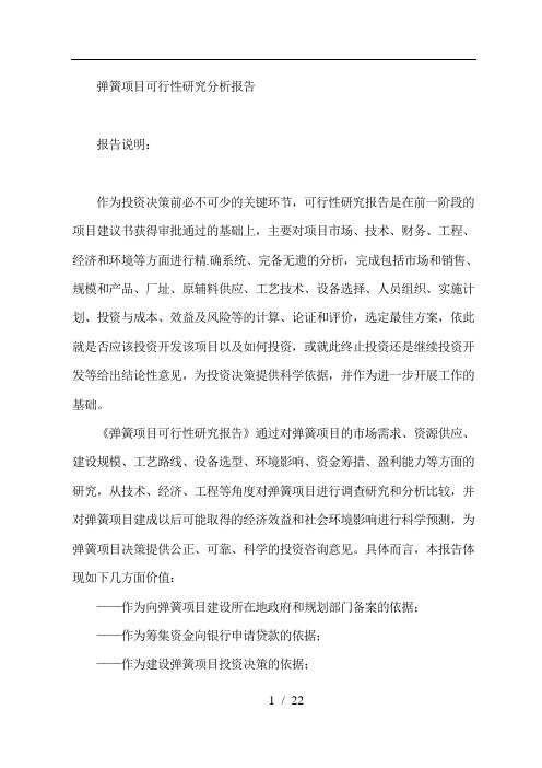 弹簧项目可行性研究分析报告