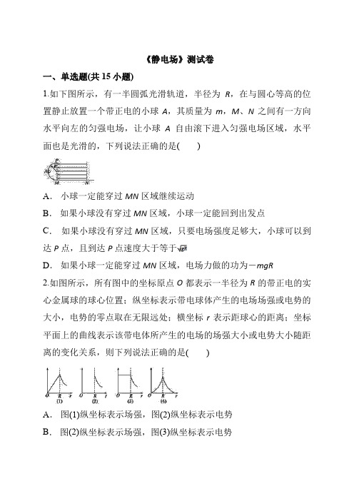 高考物理复习：《静电场》测试卷及答案