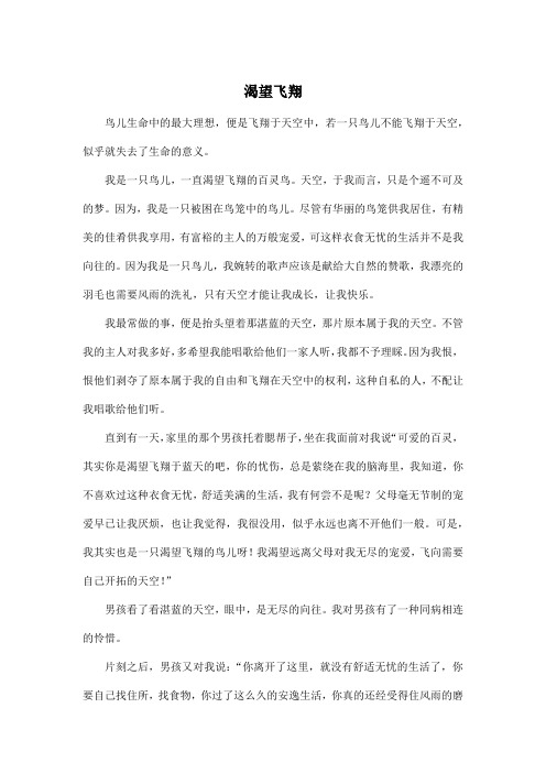 渴望飞翔_初中初二作文800字