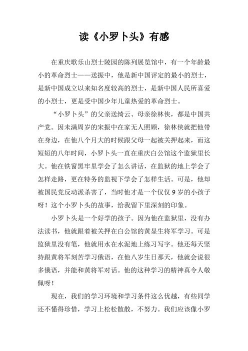 读《小罗卜头》有感
