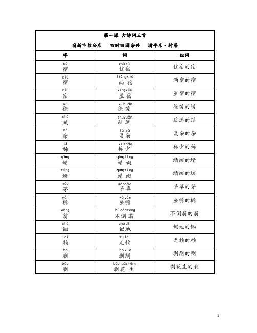 四年级下册生字词(全)