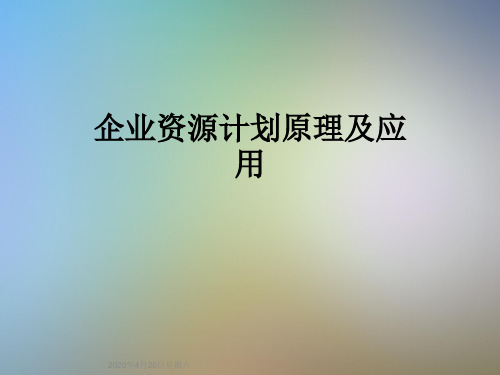 企业资源计划原理及应用