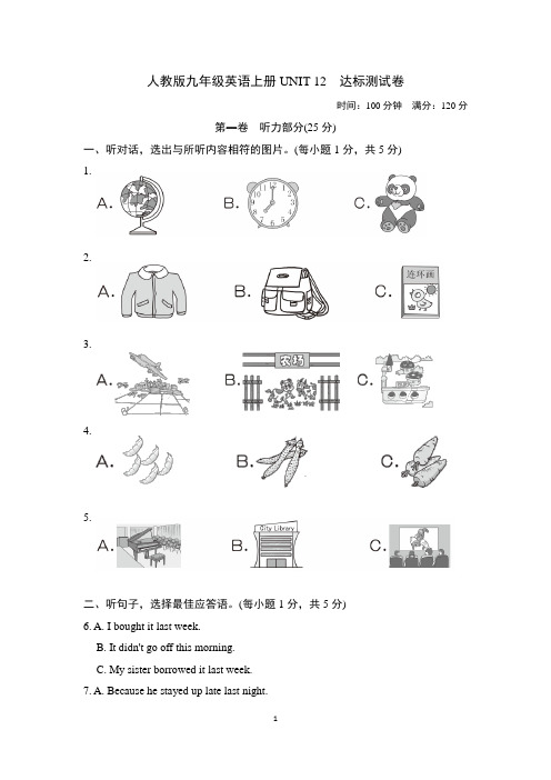 人教版九年级英语上册UNIT 12 达标测试卷附答案
