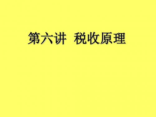 第6讲  税收原理