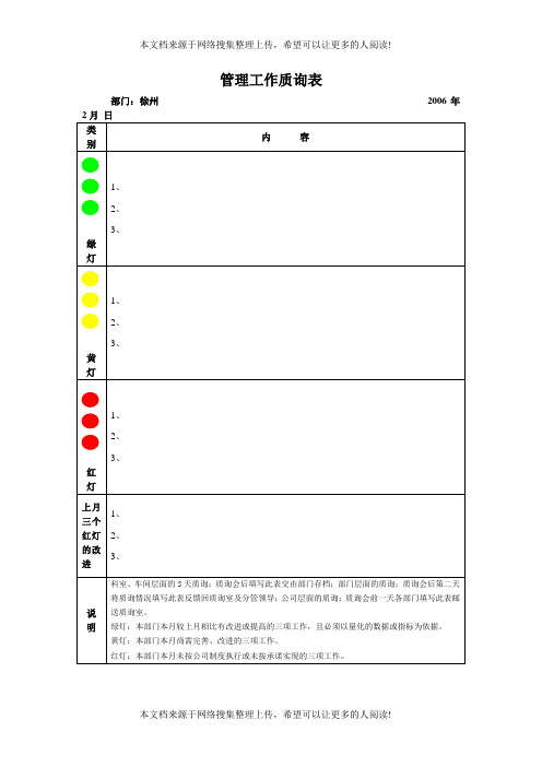 管理工作质询表(表格模板、DOC格式)
