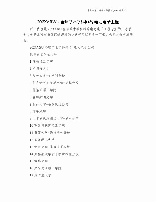 202XARWU全球学术学科排名 电力电子工程.doc